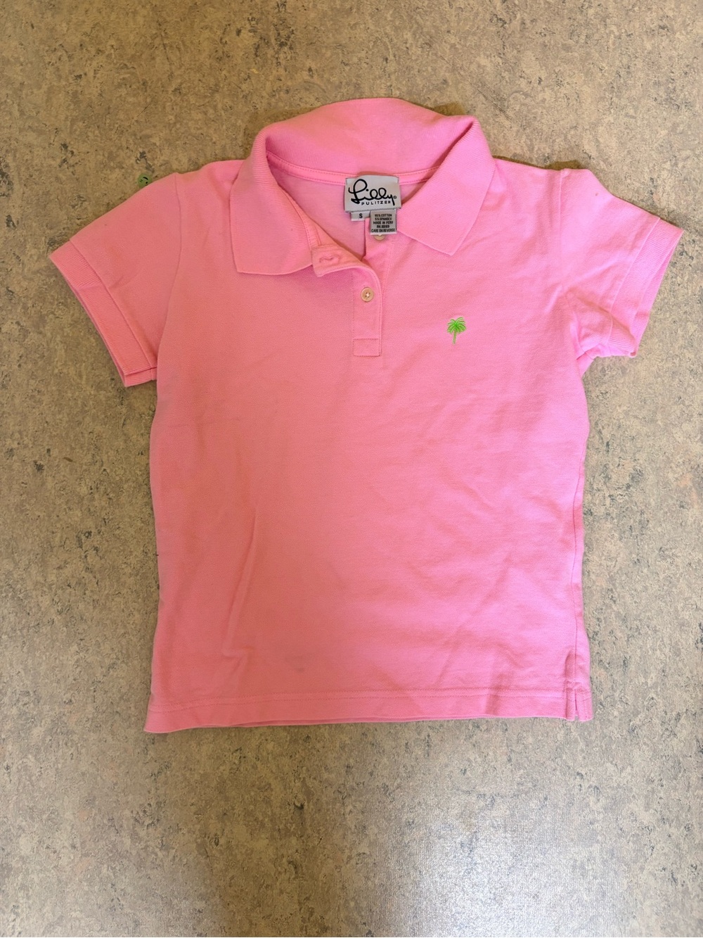 Vintage Lilly Pulitzer Pink Polo Shirt Palm Tree Embroidery Preppy Y2K Size S